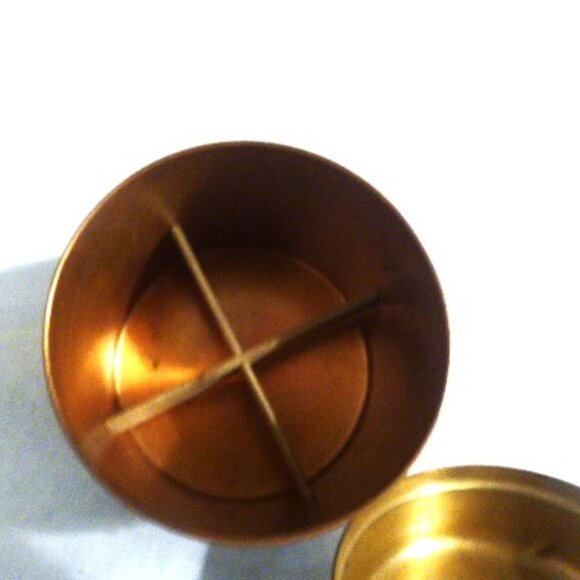DUK-IT HUMIDOR & 2 Tobacco Cans Leather-Wrapped Copper Body Brass Lids - Picture 9 of 10